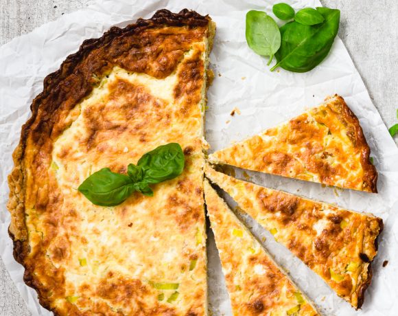 quiche de alho poro com bacon